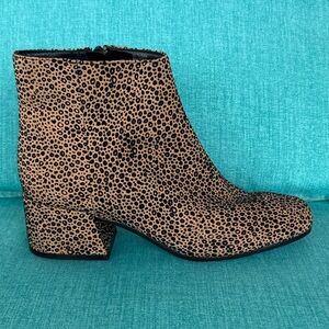 Sole Society Leopard-Print Ankle Bootie in Tan and Black